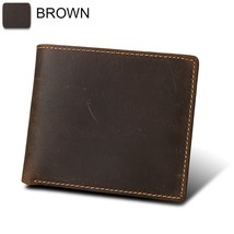 Uine leather vintage men short wallet male retro purse crazy horse handmade business id thumb200