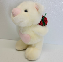 Russ Berrie Calvin Plush Bear Cream White With Red Roses Pink Heart - Va... - $10.93 Russ Berrie Calvin Plush Bear Cream White With Red Roses Pink Heart - Va... - $10.93