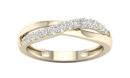 10K Yellow Gold 1/5ct TDW Diamond Cross Over Promise Ring - £229.33 GBP