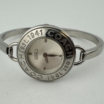 VTG Coach Swiss Quartz Watch Women 30m Silver Steel Cuff Bangle~For Part... - $602.50 MXN