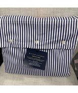 Ralph Lauren Shirting Stripe Blue White King Flat Sheet ~New~ - $89.99