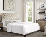 Corrine Upholstered Bed Frame With Button Tufting Headboard/Adjustable H... - £278.83 GBP