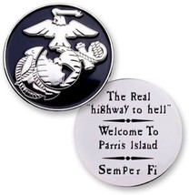 Parris Island The Real Highway To Hell Marine Corps 1.75&quot; Challenge Coin - £29.56 GBP