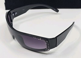 BluBlocker Aviator Wrap Sunglasses Black Frame Rhinestones 1326 - $19.79