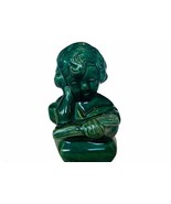 Van Briggle Art Pottery Girl Reading Book Bust RARE Glossy Green figurin... - £434.24 GBP