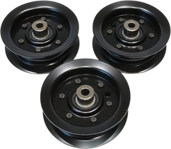 3PCS Black Flat Idler Pulley Compatible with Exmark Toro 50 54 Inch Deck Quest E - £32.83 GBP
