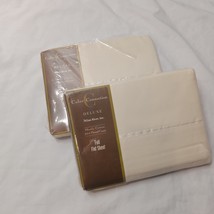 Vintage Deluxe Color Connection Dan River Off White Full Flat Sheet Lot of 2 - £22.33 GBP