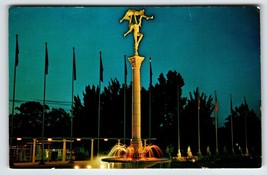 Weeki Wachee Mermaid Florida Postcard Fountain Statue Night View Vintage Chrome - £11.34 GBP