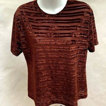 Definitions by Depeche Mode Sz M/L Top Brown Velvet Striped Vintage - £11.58 GBP