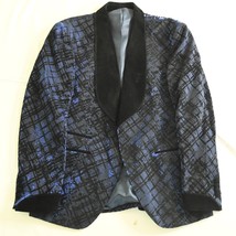 Tom Richi 42R Blue Metallic Check Shawl Tux Tuxedo Dinner Jacket - $49.99