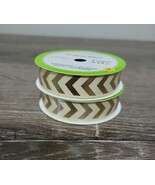 (2) Floral Garden Grosgrain Ribbon, Yellow  &amp; Gold Chevron. 5/8&quot; x9&#39;. 3 ... - $13.74