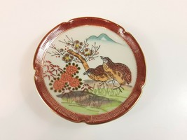 Meiji Era Satsuma Small Plate Japan Japanese Quail Grouse Birds Antique - $27.93