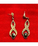 Silver marcasite black onyx earrings - €14,61 EUR