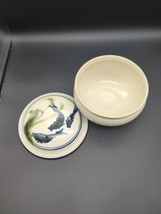 Hand Painted Vintage Koi Serving Bowl With Lid Signed Pottery - £102.09 GBP