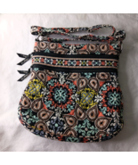 Vera Bradley Black Peach Blue Yellow Paisley Shoulder Strap Zip Bag 12&#39;&#39;... - £11.89 GBP