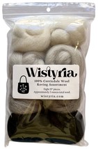 Wistyria Editions Wool Roving 15&quot; .25oz 8/Pkg-Grayscale - $19.33