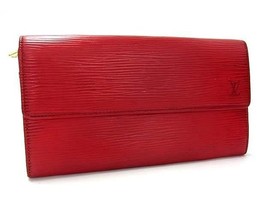 LOUIS VUITTON Epi Porte Monnaie Credit Bi-fold Long Wallet Castilian Red - $2,227.52 MXN