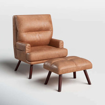 Akeem Faux Leather Accent Chair with Ottoman - $381.99