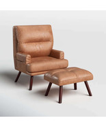 Akeem Faux Leather Accent Chair with Ottoman - $525.75 CAD