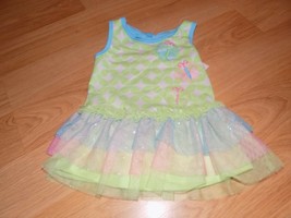 Size 18 Months Little Lass Butterfly Pastel Tiered Ruffled Tulle Skirt Dress EUC - £9.48 GBP