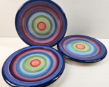 3 Tabletops Unlimited Rotunda Salad Plate Set Colormate Multicolor Band ... - $33.63