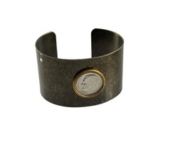 US 1959 Roosevelt Dime Brass Antique Finish Cuff Bracelet 1.5&quot; Wide - £15.03 GBP