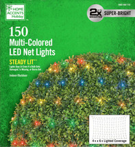 HOME ACCENTS HOLIDAY 1002 482 713 150CT MULTICOLOR MINI LED NET LIGHTS 4... - £23.80 GBP
