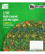 HOME ACCENTS HOLIDAY 1002 482 713 150CT MULTICOLOR MINI LED NET LIGHTS 4... - £23.87 GBP