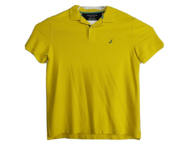 Nautica Mens Yellow Blue Collar Polo shirt Golf Large Short Sleeve - £13.14 GBP