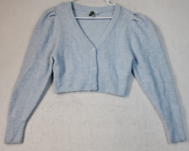 Divided Cardigan Sweater Womens XS Blue Acrylic Long Sleeve V Neck Button Front - £12.22 GBP