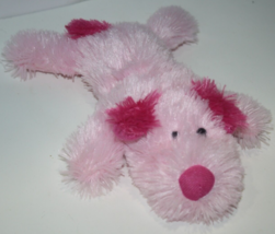 Greenbrier Pink Plush Dog on Tummy 10&quot; Flat Dark Ears Tail Nose Soft Toy Stuffed - £10.70 GBP