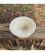 4 Fire King White Swirl Nesting/Mixing Bowls. They Measure 6&quot;W, 7&quot;W, 8&quot;W... - $60.00