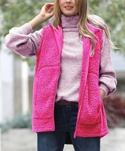 MSRP $40 42Pops Hot Pink Sherpa Pocket Zip-Up Hooded Vest Size Small - $20.90