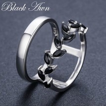 Hyperbole 925 Sterling Silver Fine Jewelry Trendy Engagement Bague Black Spinel  - £8.49 GBP