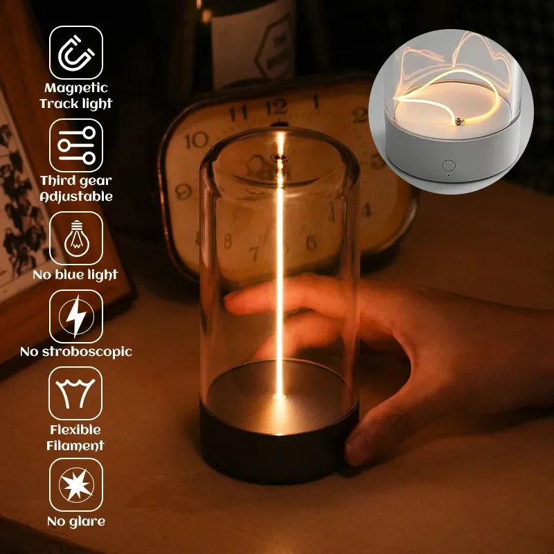 Cordless Table Lamp Magnetic Filament Movable Minimalist Table Lamp With 3 - $62.36