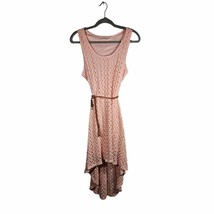 AUW Women&#39;s Blush Pink Crochet Sleeveless High Low Dress Brown Belt Size... - $25.66