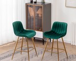 Sidanli Green Velvet Bar Stools, A Pair Of 24&quot; Bar Stools For The Kitchen - £172.82 GBP