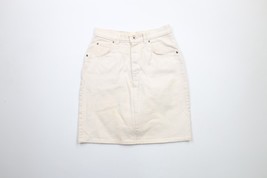 Vintage 80s Lifesavers Candy Womens 11 Distressed Denim Jean Skirt Cream... - $34.60