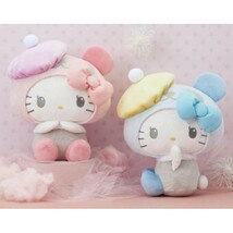 Japan Panda Hello Kitty Artist Hat &amp; Ribbon Big plush (2pc set) 35cm Bir... - $1,716.18 MXN