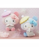 Japan Panda Hello Kitty Artist Hat &amp; Ribbon Big plush (2pc set) 35cm Bir... - $90.29