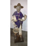 Vintage Southwestern Folk Art Paper Mache Figure VillageMan Carrying Bas... - $240.64 MXN