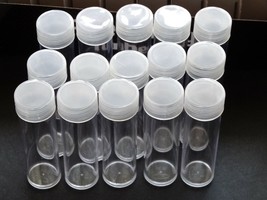 Lot of 15 BCW Penny Round Clear Plastic Coin Storage Tubes w/ Screw On Caps - £11.37 GBP