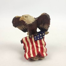 American Patriotic Bald Eagle USA Stars And Stripes Flag Desktop Figurine 4&quot; - £10.27 GBP