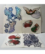 Vintage Christmas Window Clings 3 Sheets Angels Snowflakes Reflective Me... - £13.07 GBP