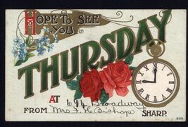 APPOINTMENT postcard 1909 THURSDAY hope to see you * mailed Boston Mass.... - $4.90