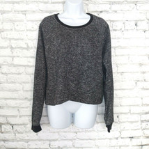 Fabletics Sweater Womens XL Gray Black Marled Keeva Crop Long Sleeve Pullover - £17.29 GBP