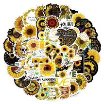 Funimost Sunflower Aesthetic Waterproof Stickers Pack 50pcs Yellow Vinyl - $53.22 MXN