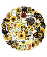 Funimost Sunflower Aesthetic Waterproof Stickers Pack 50pcs Yellow Vinyl - $53.22 MXN