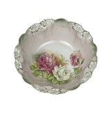 RS Prussia Vintage Antique Decorative Bowl Pink Roses Scalloped Edge 9-1/4&quot; - $2,306.61 MXN