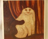 Folk Art Wooden Picture Cat Plaque - $9.89